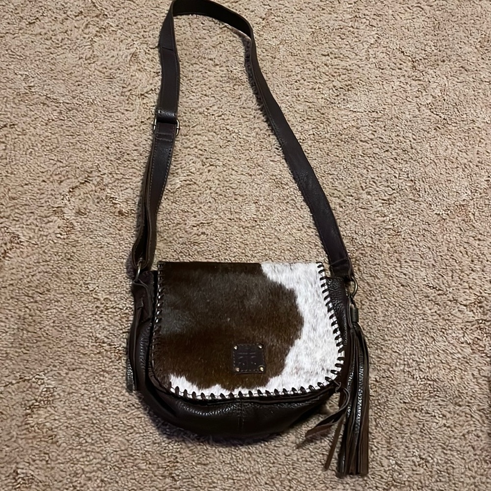 Cowhide cross body purse